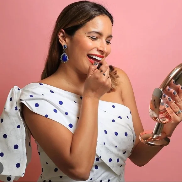 White Polka Dot One-Shoulder Dress - Picture 3 of 4